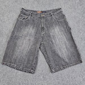 Vintage Y2K HEMP DENIM Faded Gray Regal Wear Baggy Denim Shorts 40x14 Skater 90s